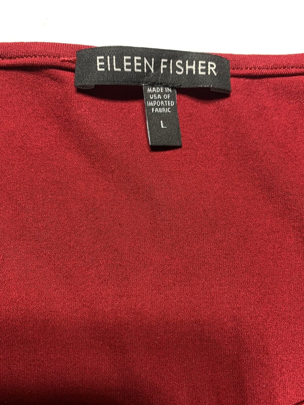 Eileen Fisher Top Large Red Rayon Stretch Pullover Knit Scoop Neck Long Sleeve - Picture 2 of 6